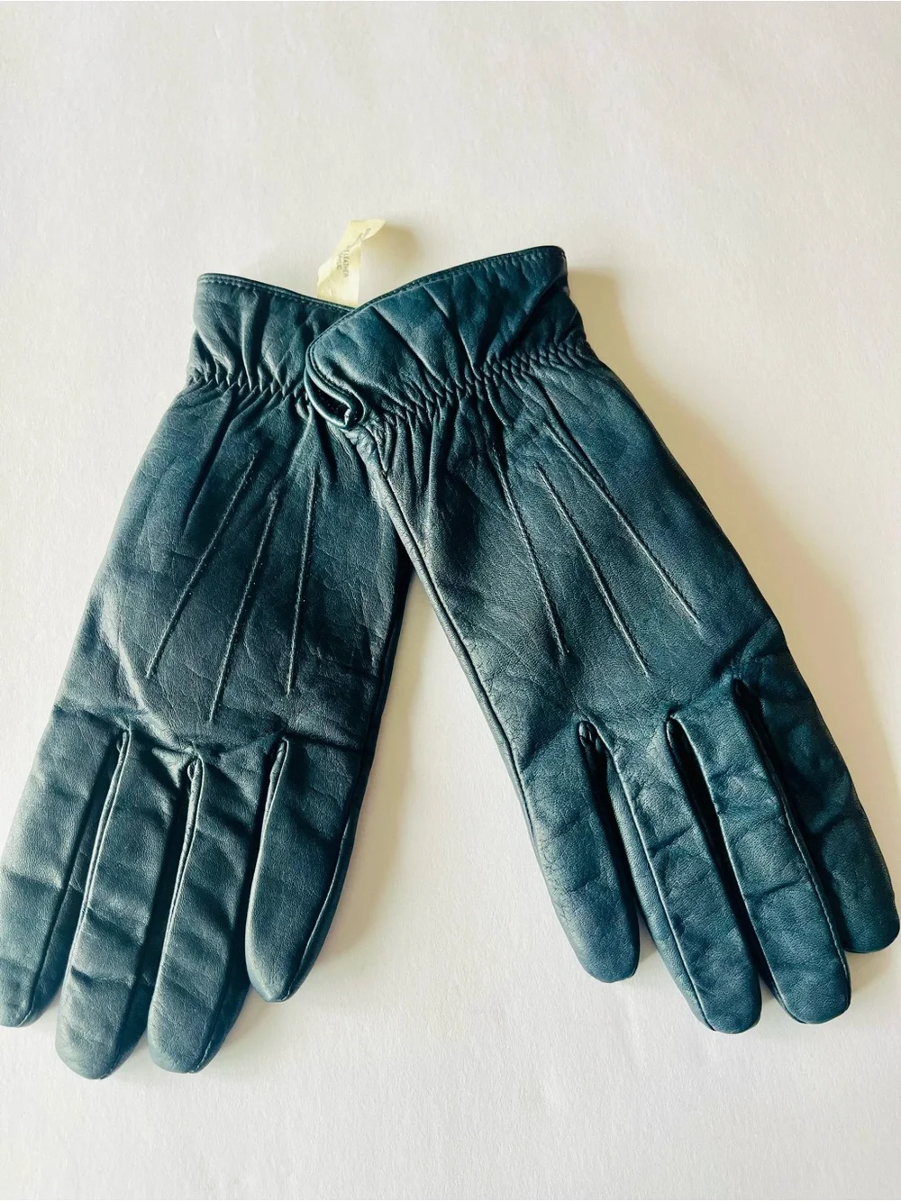Isotoner Navy Blue Leather Gloves Women's Size 8 Fleece Lined Winter Warm Fall